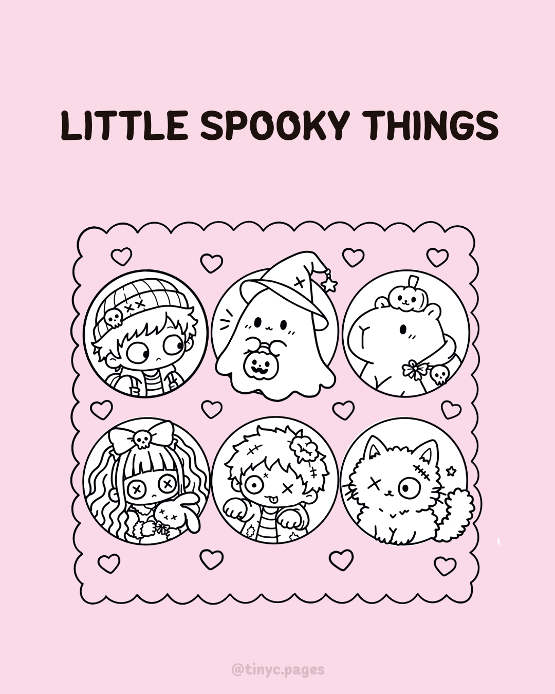 Little Spooky Things — free sample coloring pages featuring Boo, Wisp, Coby, Luna, Zed and Smudge