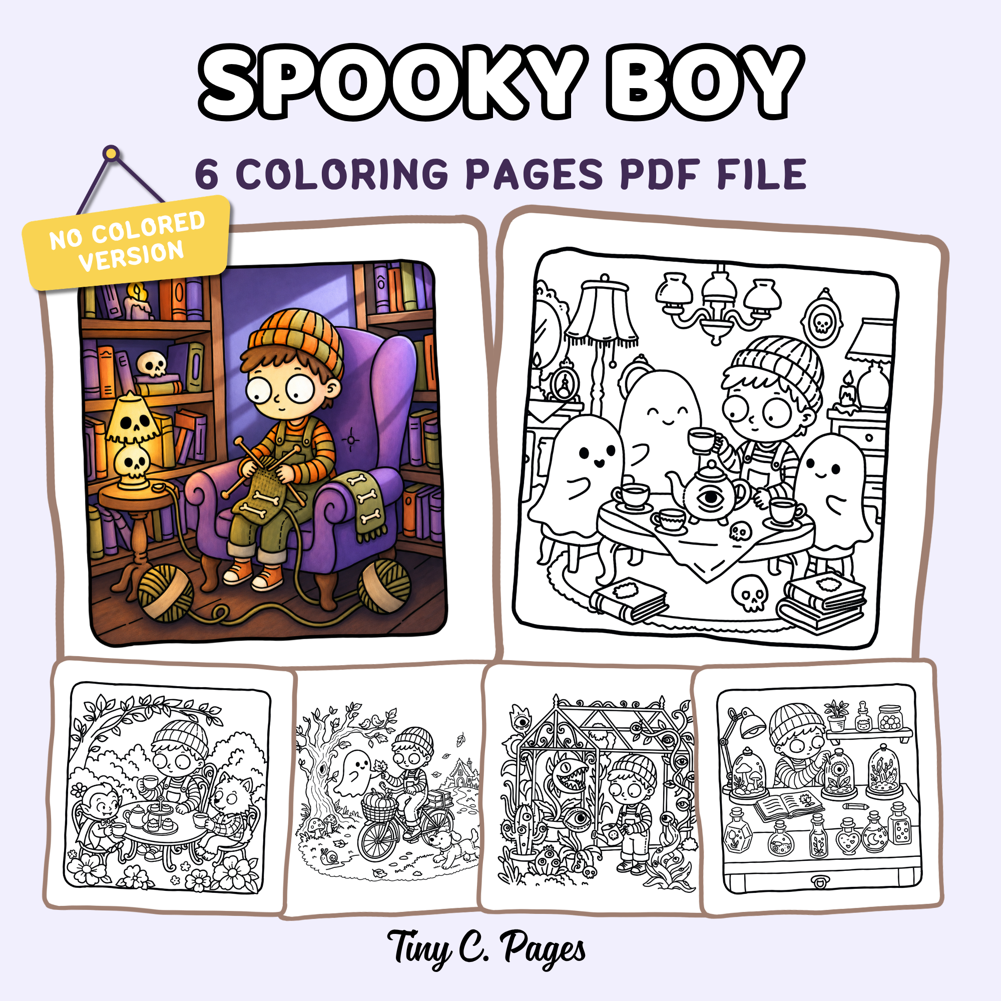 Spooky Boy: Cozy Gothic Coloring Pages for Adults and Teens